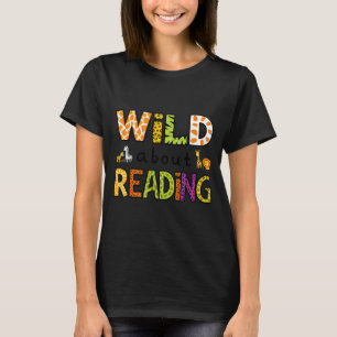 Tierdruck lese ein Buch Charakter Kinder wild darü T-Shirt