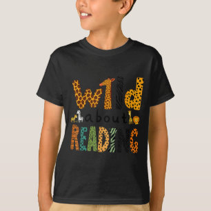 Tierdruck lese ein Buch Charakter Kinder wild darü T-Shirt