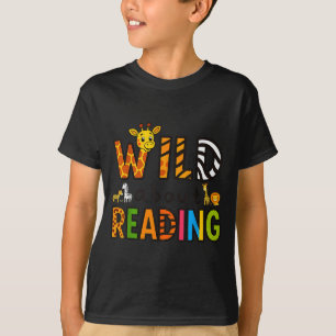 Tierdruck lese ein Buch Charakter Kinder wild darü T-Shirt