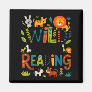Tierdruck liest ein Buch Charakter Kinder wild dar Magnet