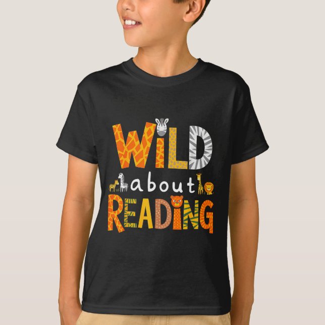 Tierdruck liest ein Buch Charakter Kinder wild dar T-Shirt (Vorderseite)