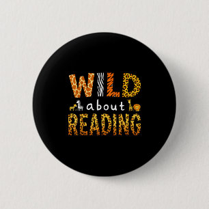 Tierdruck liest einen Buchcharakter Kinder wild da Button