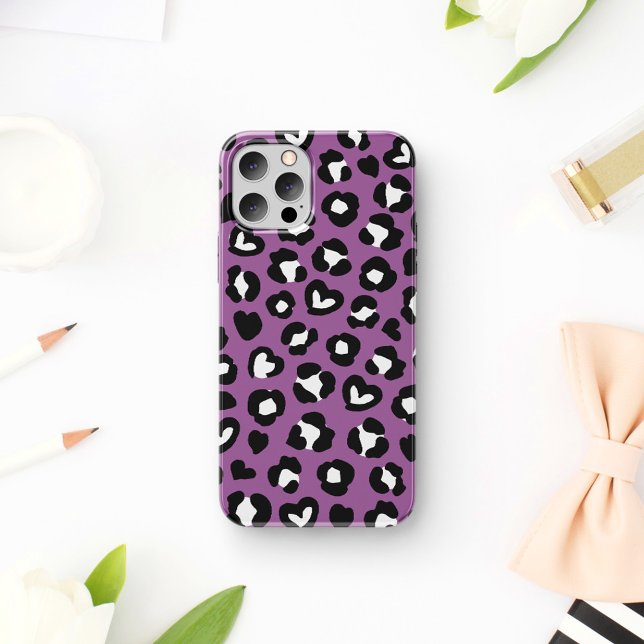 Tierdruck, Lila Leopard, Geparden, Herz Case-Mate iPhone Hülle (Von Creator hochgeladen)