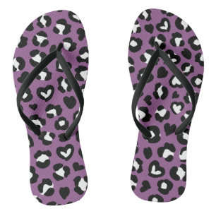 Tierdruck, Lila Leopard, Geparden, Herz Flip Flops