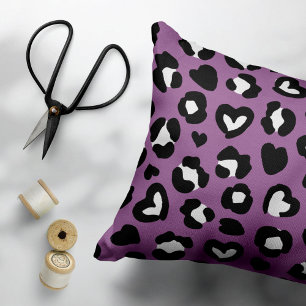Tierdruck, Lila Leopard, Geparden, Herz Kissenbezug
