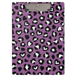 Tierdruck, Lila Leopard, Geparden, Herz Klemmbrett