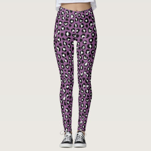 Tierdruck, Lila Leopard, Geparden, Herz Leggings