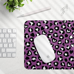 Tierdruck, Lila Leopard, Geparden, Herz Mousepad