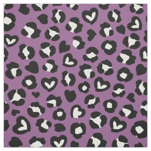 Tierdruck, Lila Leopard, Geparden, Herz Stoff