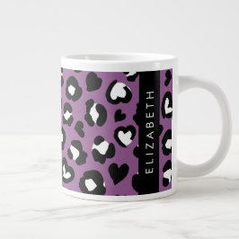 Tierdruck, Lila Leopard, Herz, Ihr Name Jumbo-Tasse