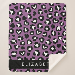 Tierdruck, Lila Leopard, Herz, Ihr Name Sherpadecke