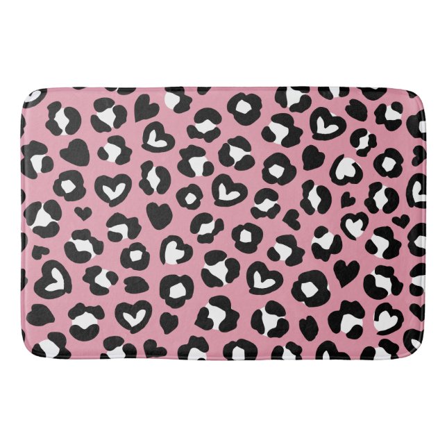 Tierdruck, rosa Leopard, Geparden, Herz Badematte (Vorderseite)
