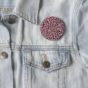 Tierdruck, rosa Leopard, Geparden, Herz Button