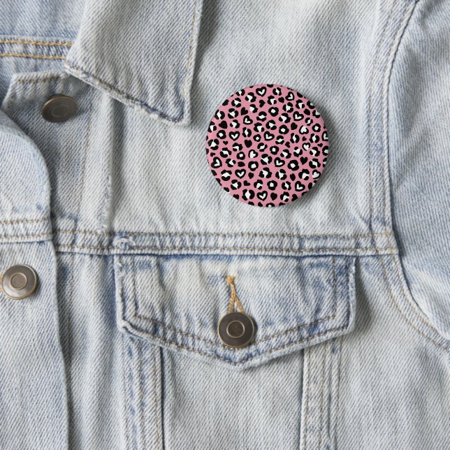 Tierdruck, rosa Leopard, Geparden, Herz Button (Beispiel)