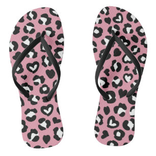 Tierdruck, rosa Leopard, Geparden, Herz Flip Flops