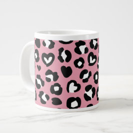 Tierdruck, rosa Leopard, Geparden, Herz Jumbo-Tasse