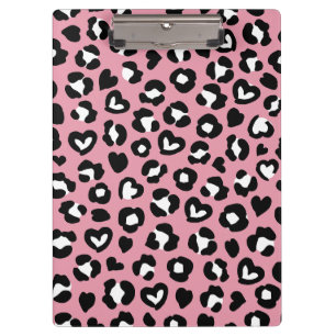 Tierdruck, rosa Leopard, Geparden, Herz Klemmbrett