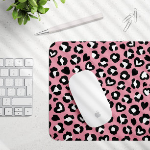 Tierdruck, rosa Leopard, Geparden, Herz Mousepad