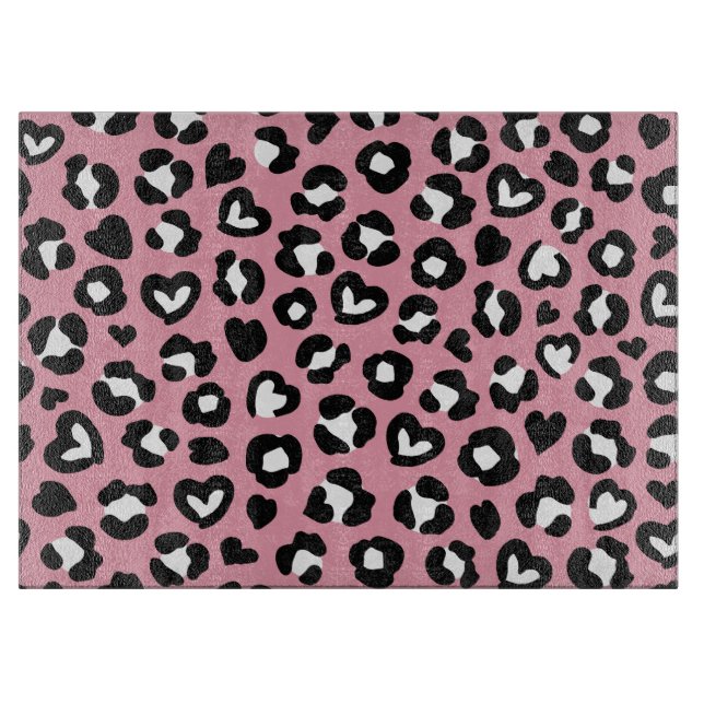 Tierdruck, rosa Leopard, Geparden, Herz Schneidebrett (Vorderseite)