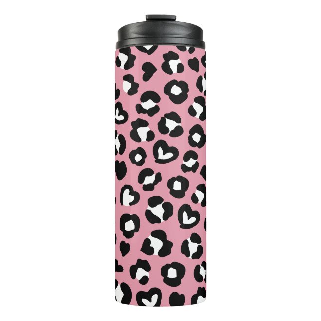 Tierdruck, rosa Leopard, Geparden, Herz Thermosbecher (Vorderseite)