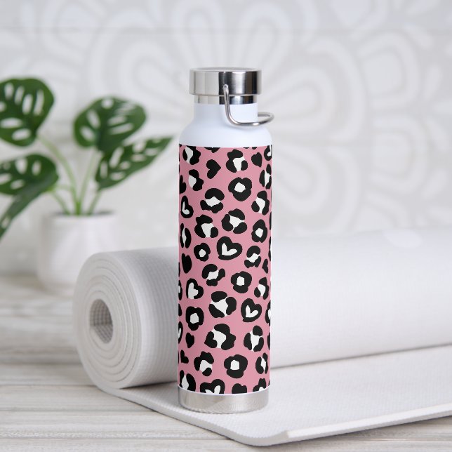 Tierdruck, rosa Leopard, Geparden, Herz Trinkflasche (Yoga)