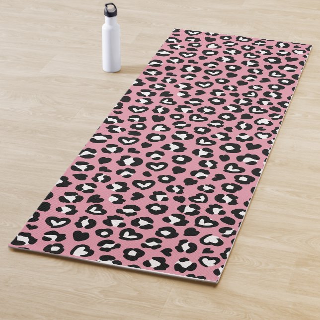Tierdruck, rosa Leopard, Geparden, Herz Yogamatte (Beispiel)