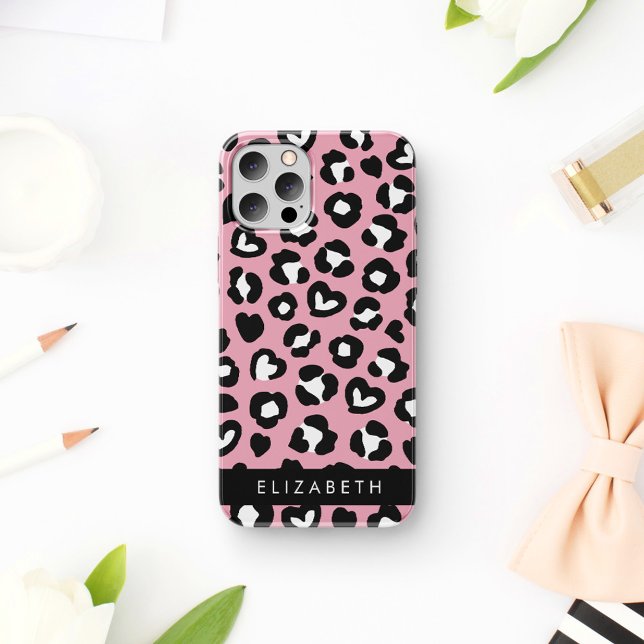 Tierdruck, rosa Leopard, Herz, Ihr Name Case-Mate iPhone Hülle (Von Creator hochgeladen)
