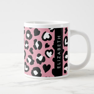 Tierdruck, rosa Leopard, Herz, Ihr Name Jumbo-Tasse