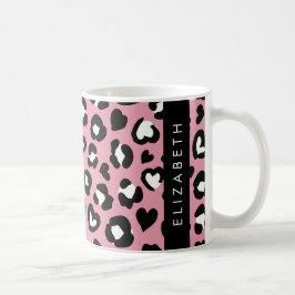 Tierdruck, rosa Leopard, Herz, Ihr Name Kaffeetasse