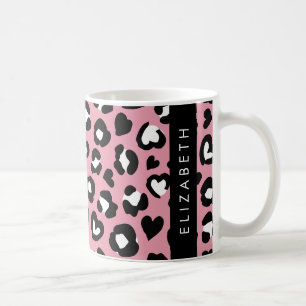 Tierdruck, rosa Leopard, Herz, Ihr Name Kaffeetasse