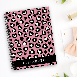 Tierdruck, rosa Leopard, Herz, Ihr Name Planer