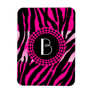 Tierdruck-Rosazebra-Muster und Monogramm Magnet