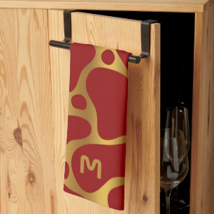 Tierdruck- rot und Giraffenmuster-Küchentoilette Geschirrtuch