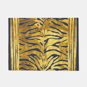Tierdruck, Tigerstreifen in Gold, blau, weiß Fußmatte