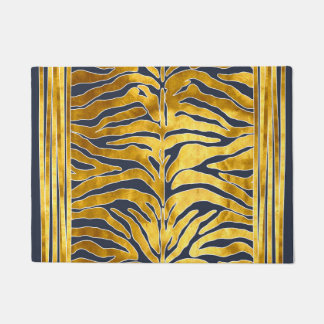 Tierdruck, Tigerstreifen in Gold, blau, weiß Fußmatte