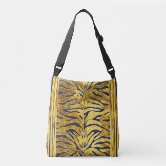 Tierdruck, Tigerstreifen in Gold, blau, weiß Tragetaschen Mit Langen Trägern