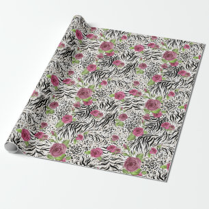 Tierdruck und Rose Geschenkpapier