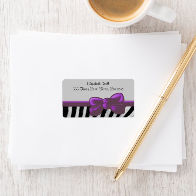 Tierdruck, Zebra-Streifen - Schwarz-weiß Adressaufkleber (Insitu)