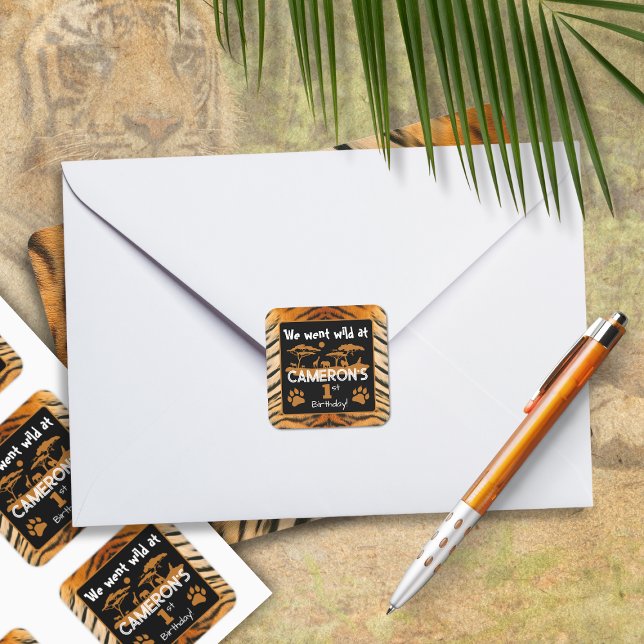 Tierdruckaufkleber Tiger Geburtstag Quadratischer Aufkleber (Von Creator hochgeladen)