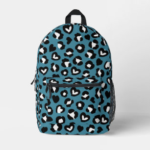 Tierdrucke, Blauer Leopard, Geparden, Herz Bedruckter Rucksack