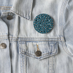 Tierdrucke, Blauer Leopard, Geparden, Herz Button