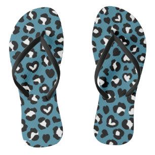 Tierdrucke, Blauer Leopard, Geparden, Herz Flip Flops