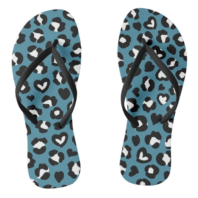 Tierdrucke, Blauer Leopard, Geparden, Herz Flip Flops (Fußbett)