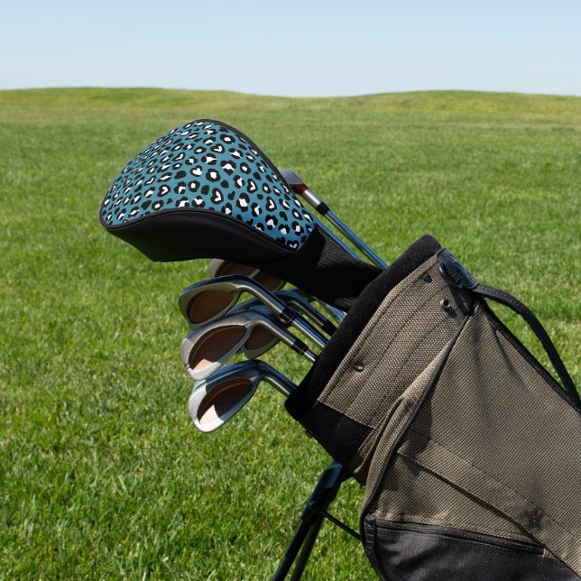 Tierdrucke, Blauer Leopard, Geparden, Herz Golf Headcover (In SItu)