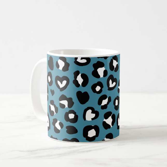 Tierdrucke, Blauer Leopard, Geparden, Herz Kaffeetasse (Vorderseite Links)