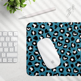 Tierdrucke, Blauer Leopard, Geparden, Herz Mousepad