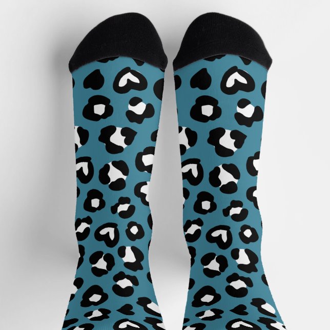 Tierdrucke, Blauer Leopard, Geparden, Herz Socken (Oben)