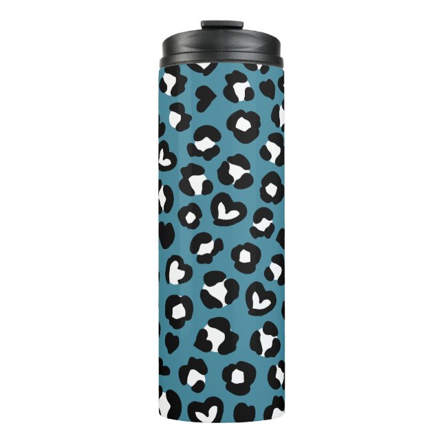 Tierdrucke, Blauer Leopard, Geparden, Herz Thermosbecher (Vorderseite)