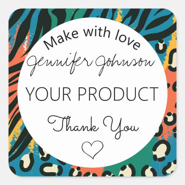 Tierdruckfarbe Quadratischer Aufkleber (Vorderseite)