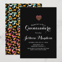 Tierdruckherz Quinceañera Sweet 16 Einladung